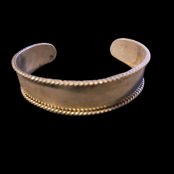 Vintage Mexico Sterling Silver Cuff Bracelet With Rope Design - Picture 1 of 9